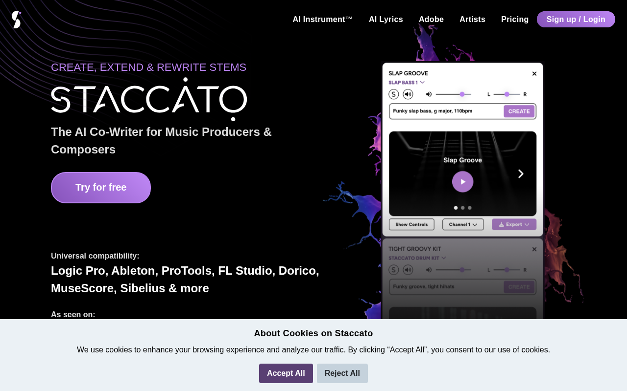Screenshot of Staccato AI: Your All-in-One Music Creation Partner