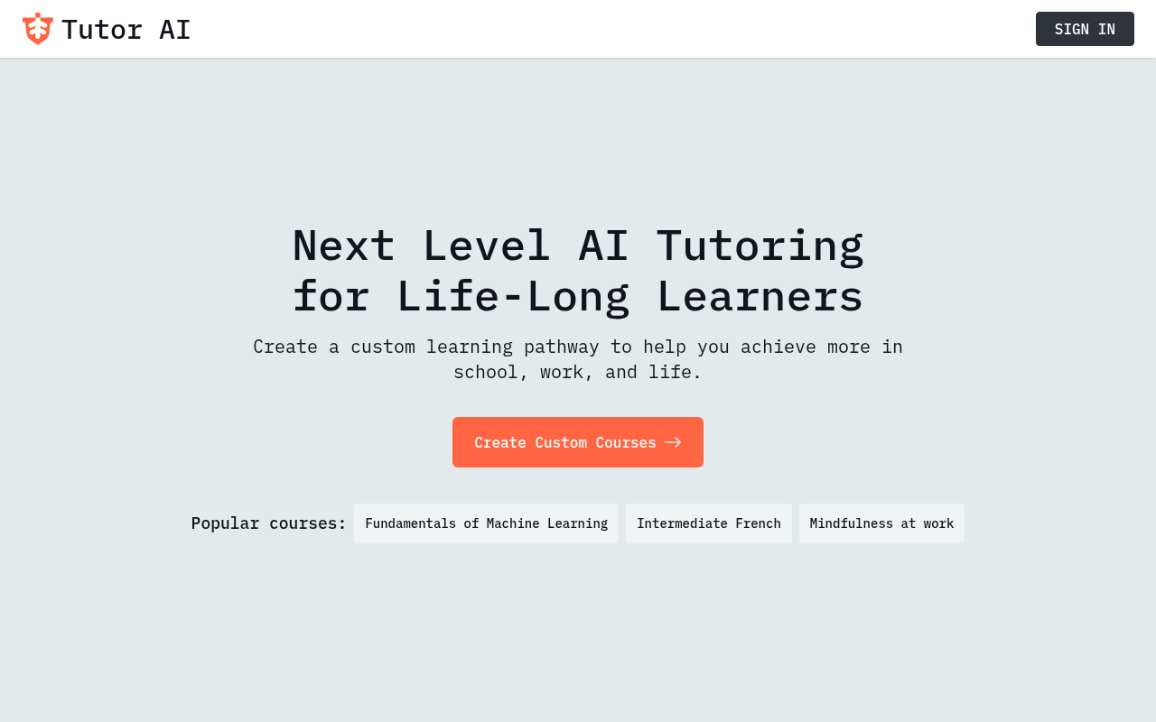 Screenshot of TutorAI: Ace Any Subject with Your AI-Powered Personal Tutor