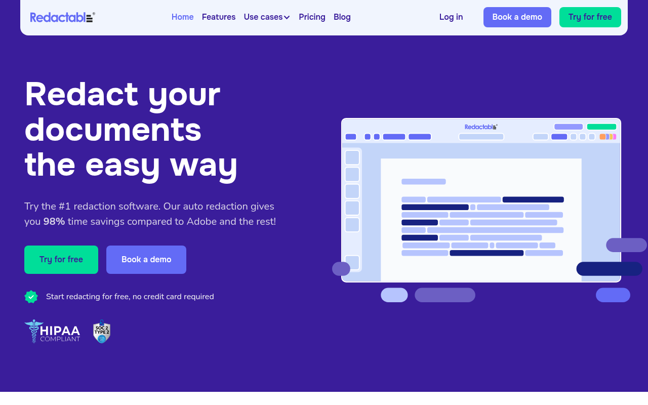 Screenshot of Redactable Review: AI-Powered Document Redaction Made Easy