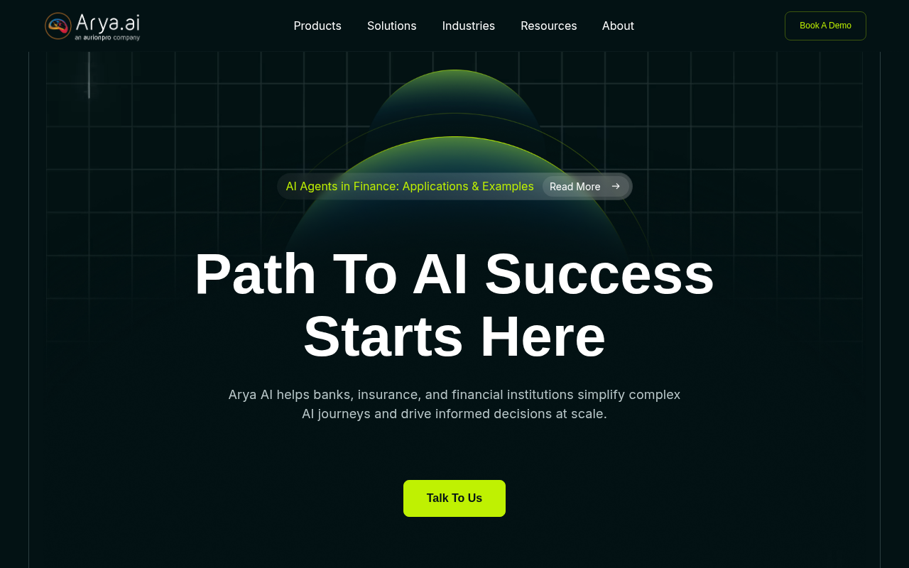 Screenshot of Arya.ai Review: AI Solutions for Finance and Enterprise