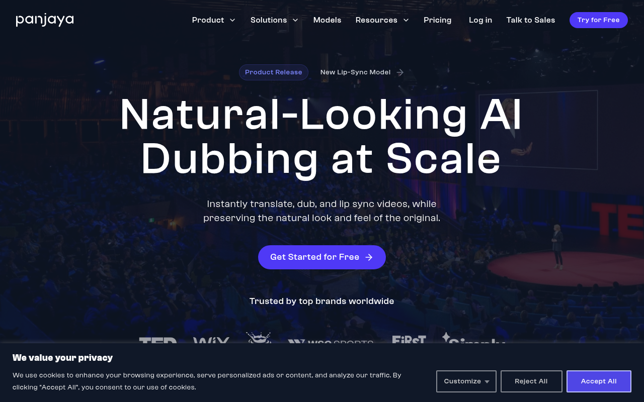 Screenshot of Panjaya AI: Authentic Dubbing and Lip-Sync for Global Content