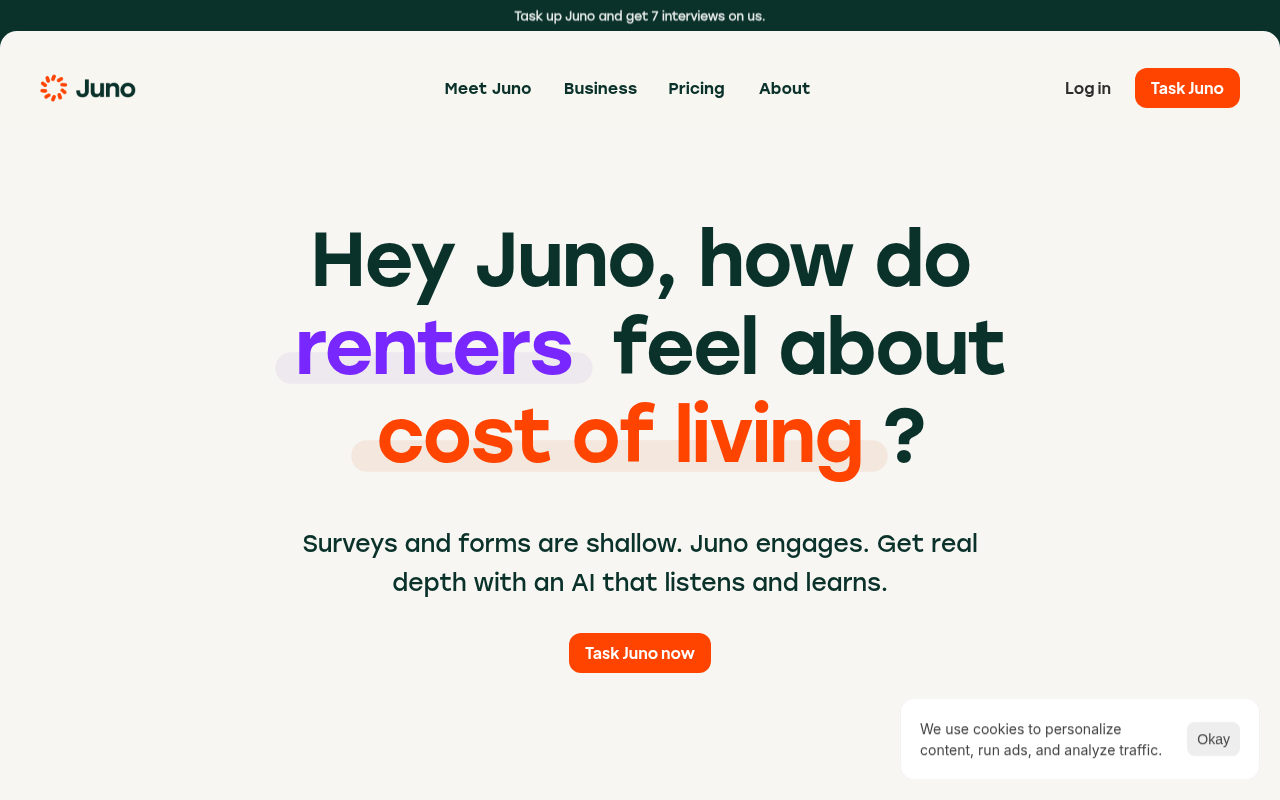 Screenshot of Juno AI: Unlocking Real-Time Human Insights for Research