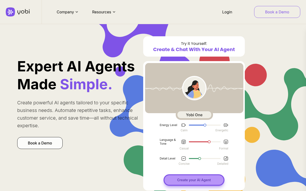 Screenshot of Yobi: Build Custom AI Agents, No Code Required