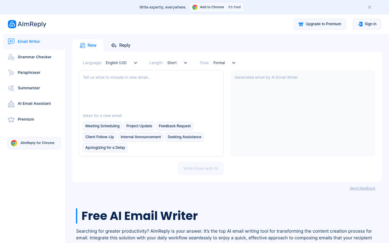 Screenshot of AImReply: Supercharge Your Email Game with AI