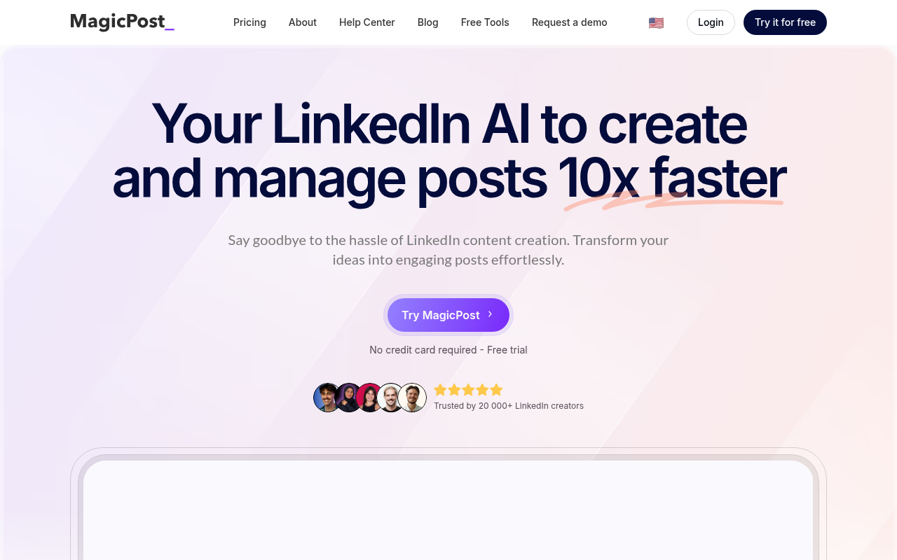 Screenshot of MagicPost: The AI LinkedIn Post Generator for Maximum Engagement