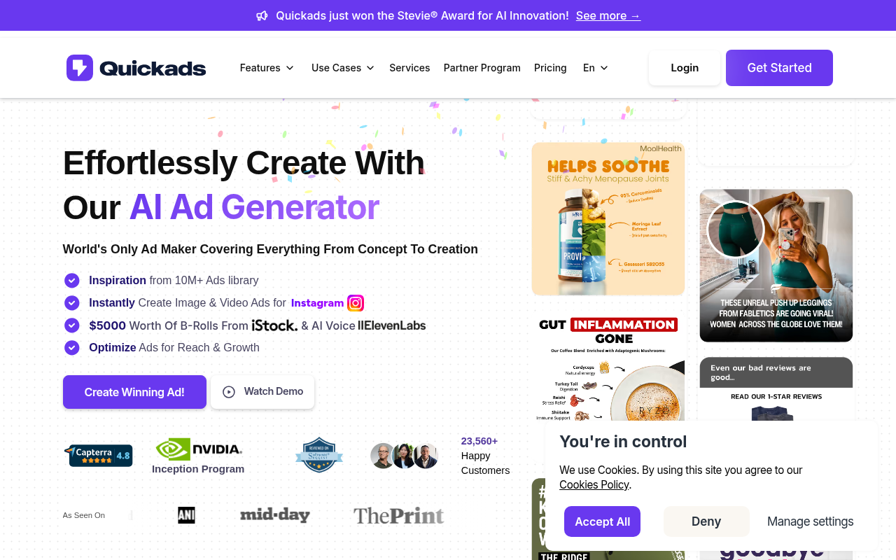 Screenshot of Quickads: AI-Powered Ad Generation for Effortless Campaigns