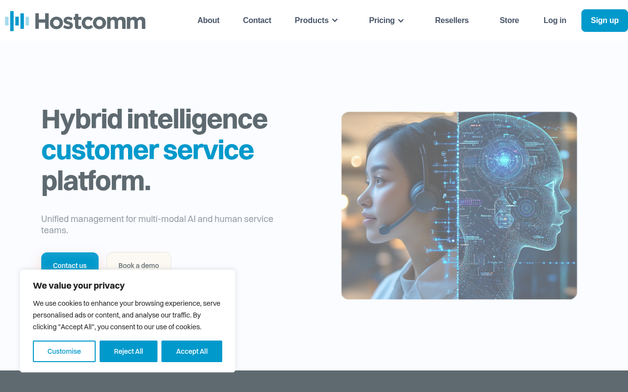 Screenshot of Hostcomm: Revolutionizing Business Communication with Cloud & AI