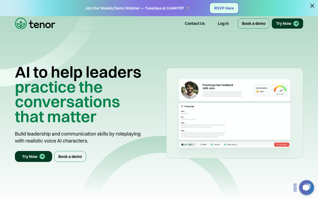 Screenshot of Tenor AI: Your Real-Time Managerial Coaching Solution