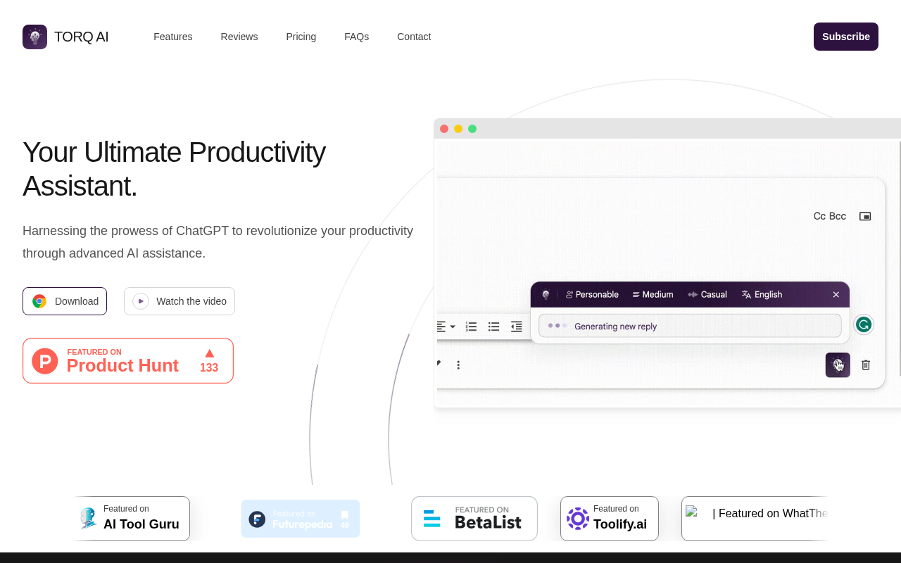 Screenshot of Torq AI: Supercharge Your Productivity with AI-Powered Assistance
