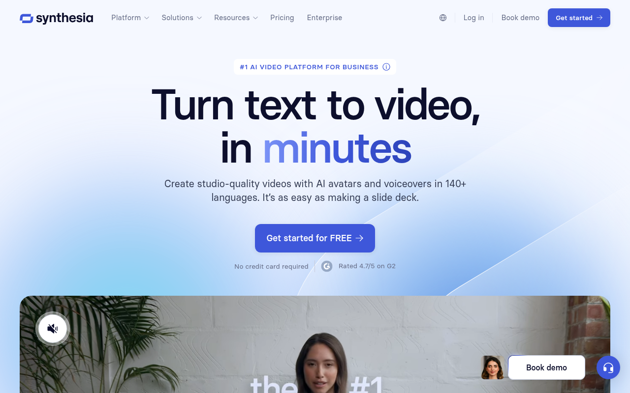 Screenshot of Synthesia: AI Video Creation Made Easy