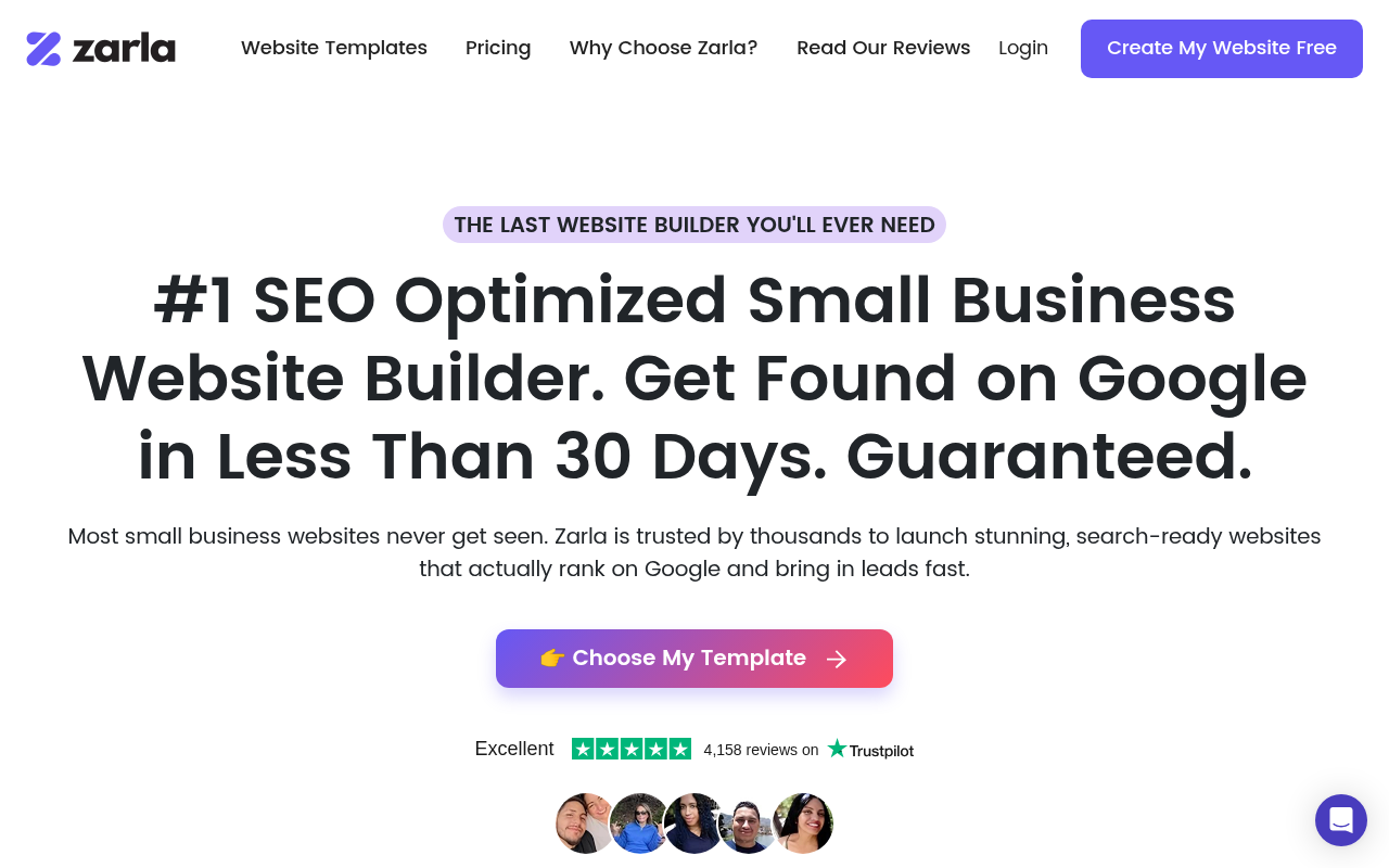 Screenshot of Zarla: Build Your Small Business Website with AI – Fast & Free