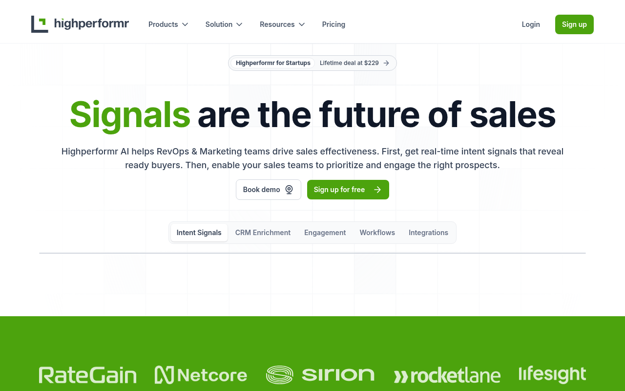 Screenshot of Highperformr: Powering Sales with Real-Time Buyer Intent
