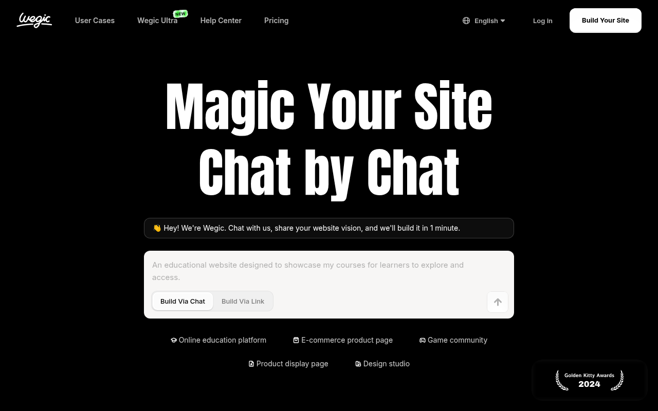 Screenshot of Wegic AI: Build & Manage Your Website with an AI Team