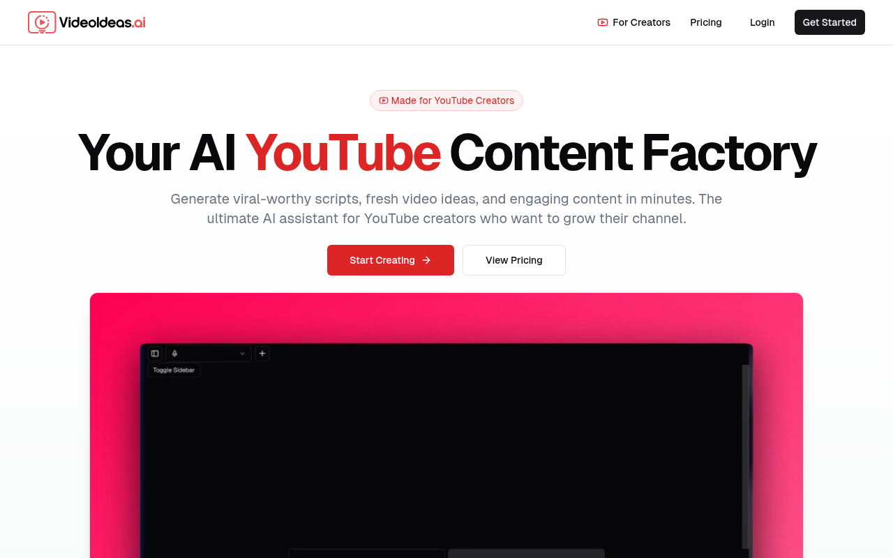 Screenshot of VideoIdeas.ai Review: AI-Powered YouTube Script Generation