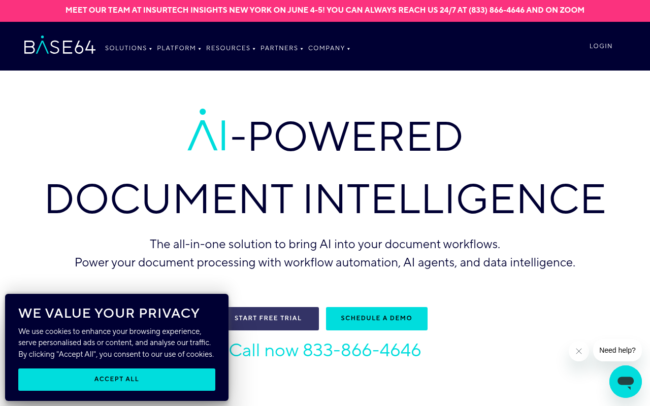 Screenshot of Base64.ai: Streamline Your Business with AI Document Intelligence