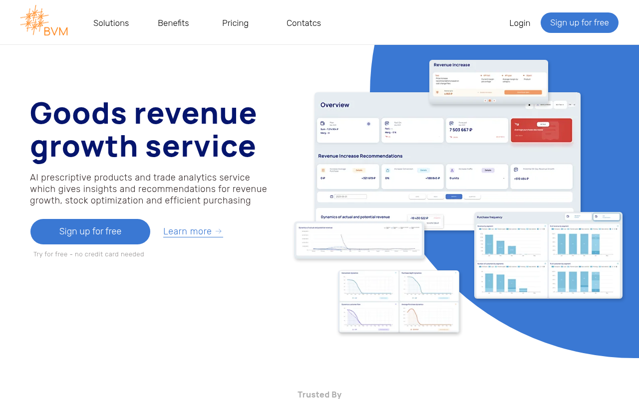 Screenshot of BVM: AI-Powered Business Analytics for Revenue Growth