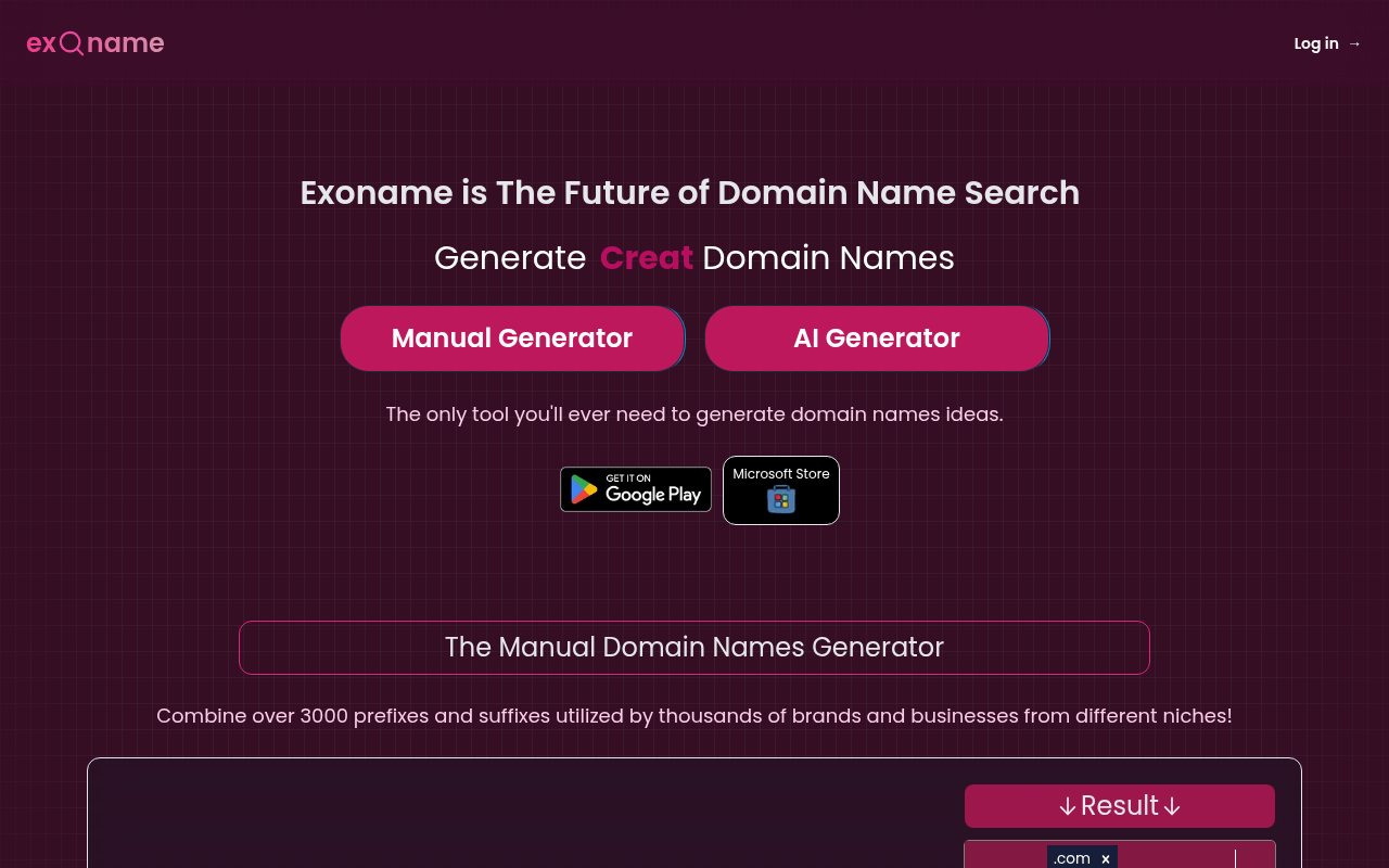 Screenshot of Find Your Perfect Domain: A Review of Exoname