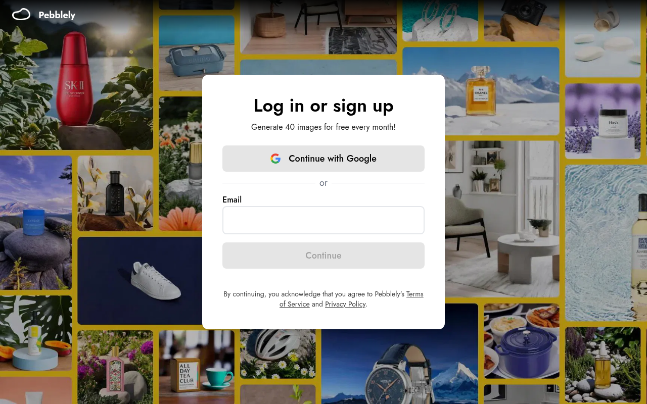 Screenshot of Pebblely AI: Create Stunning Product Photos in Seconds