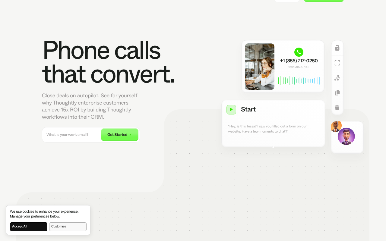 Screenshot of Thoughtly: AI Phone Agents - Automate Customer Conversations