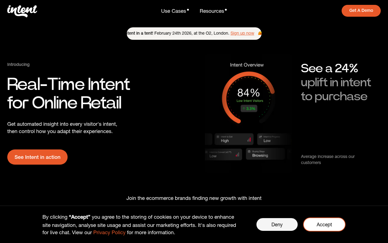 Screenshot of Boost E-commerce Sales with Real-Time Intent: A Review of Made With Intent