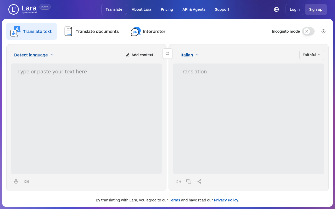 Screenshot of Lara Translate: Your Free AI-Powered Translation Companion
