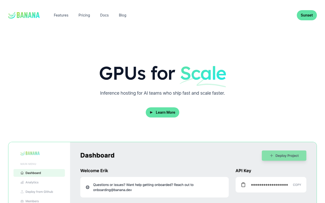 Screenshot of Banana: Scalable GPU Inference for AI Deployments