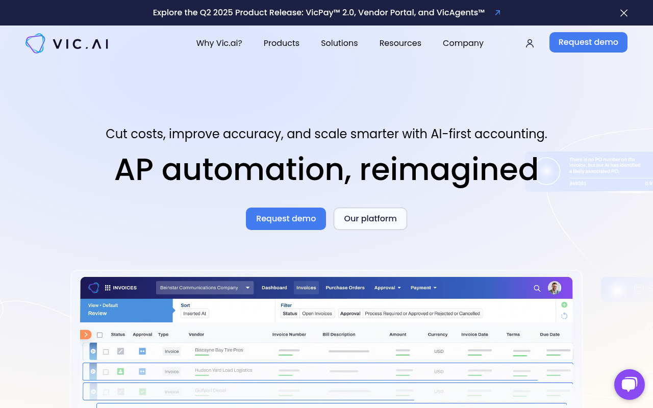Screenshot of Vic.ai: AI-Powered AP Automation for Maximum Efficiency