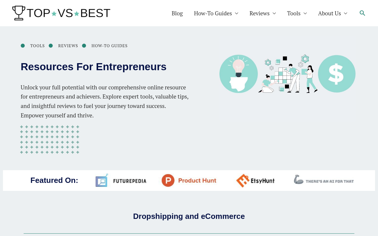Screenshot of Topvsbest: Your Resource Hub for Business Success