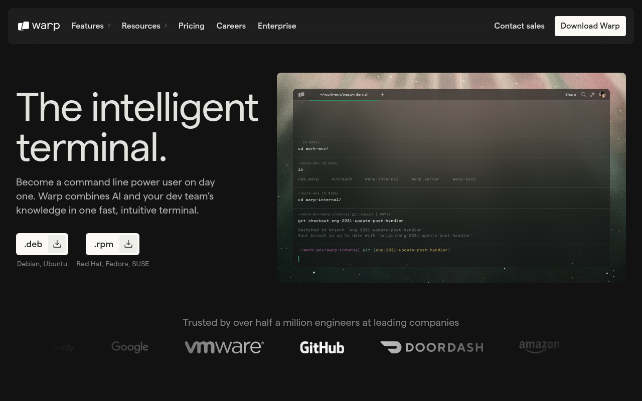 Screenshot of Warp: Supercharge Your Command Line with AI