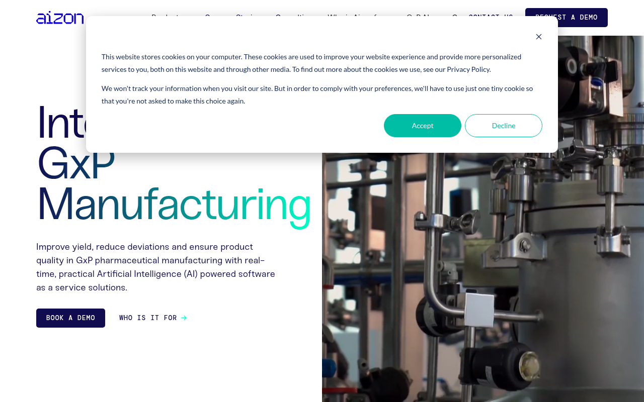 Screenshot of Aizon: AI-Powered Manufacturing for Pharma GxP