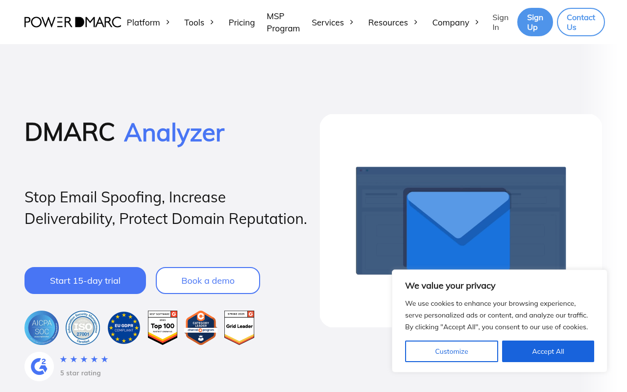 Screenshot of PowerDMARC: Email Security & DMARC Monitoring Made Easy