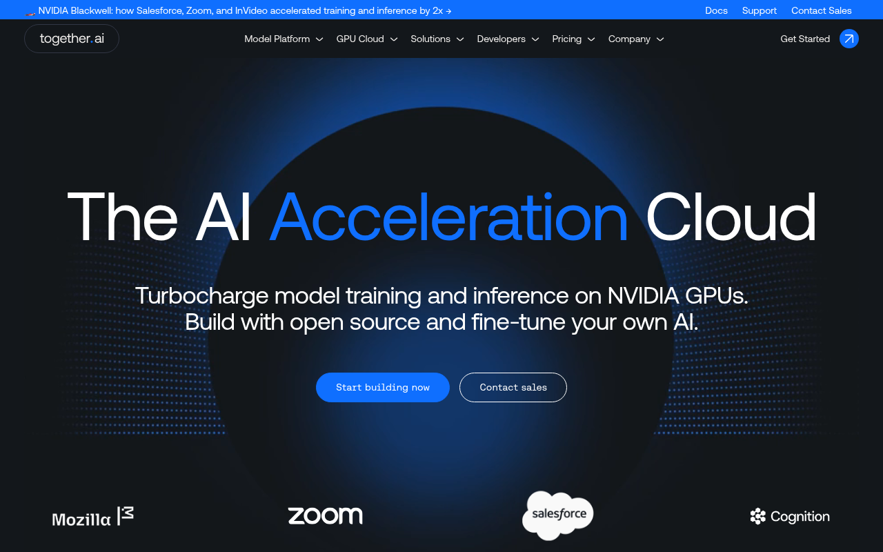 Screenshot of Together AI: Your Fast Track to Generative AI Model Deployment