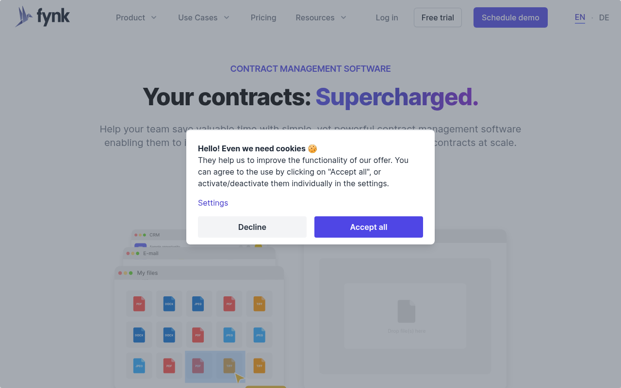 Screenshot of Fynk AI: Streamline Contract Management for Peak Efficiency