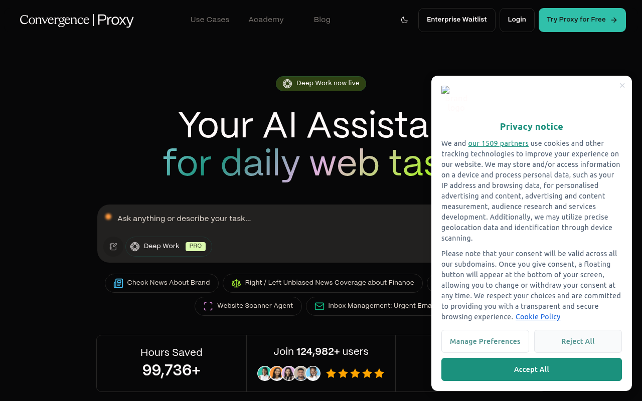 Screenshot of Convergence AI: Deep Dive into Cutting-Edge AI Research