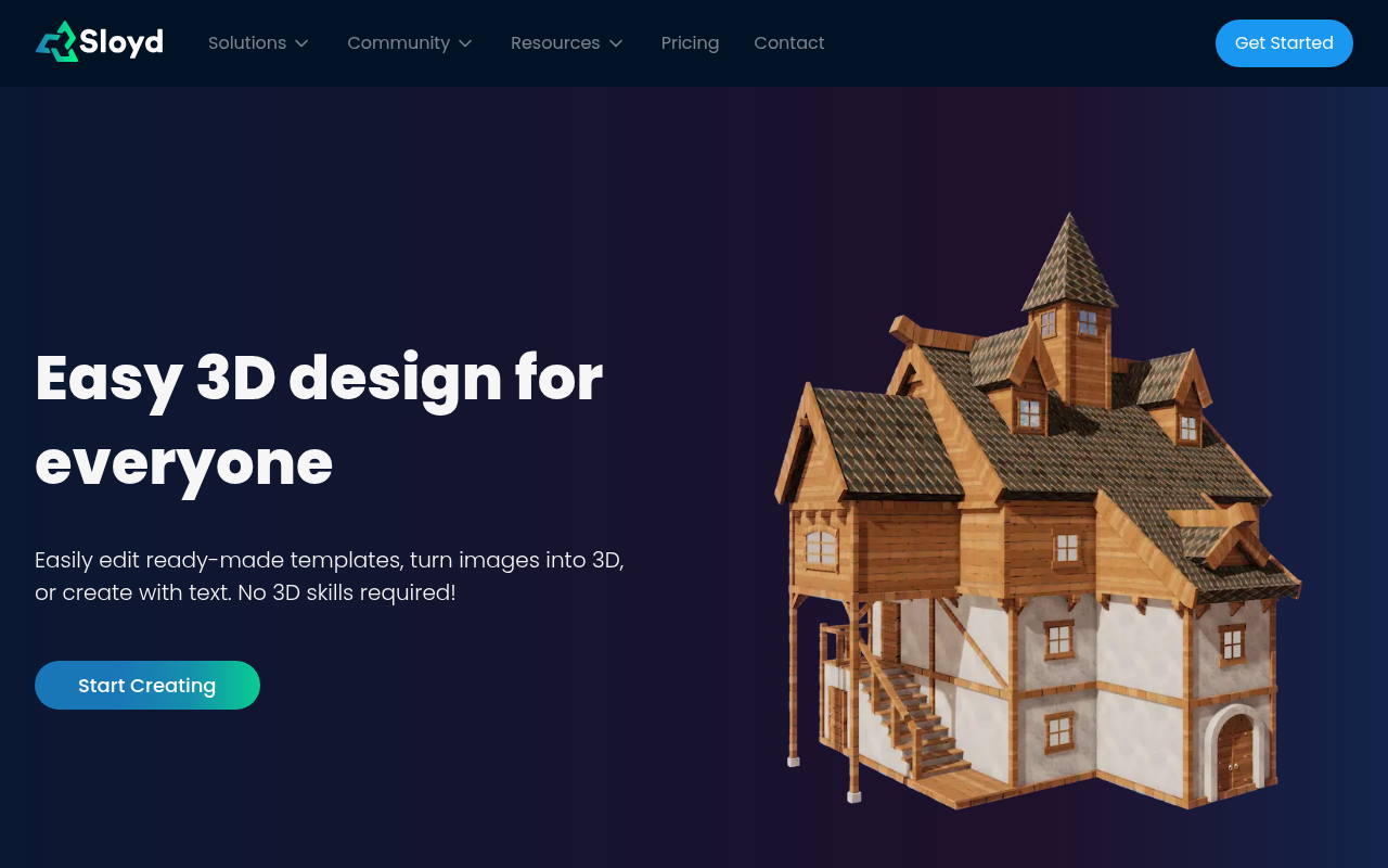 Screenshot of Sloyd AI: Transform Text into Stunning 3D Models