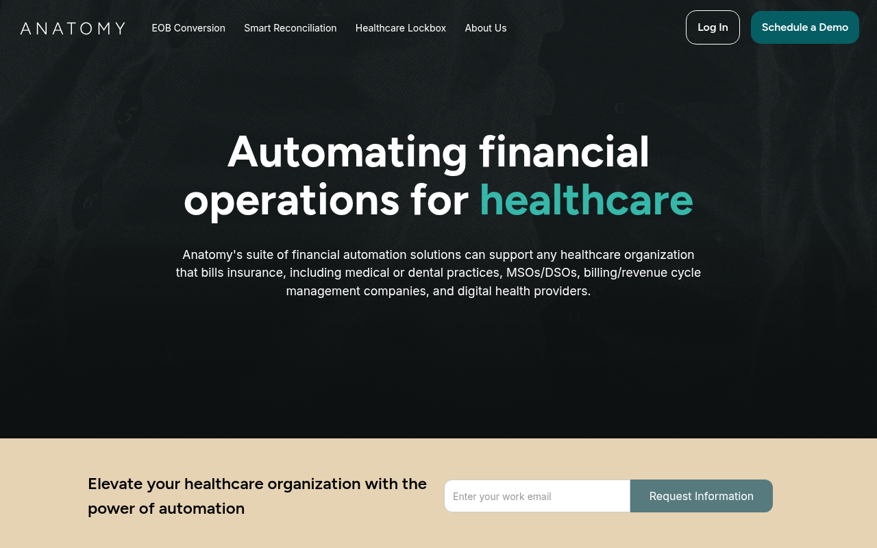 Screenshot of Anatomy: AI-Powered Financial Automation for Healthcare