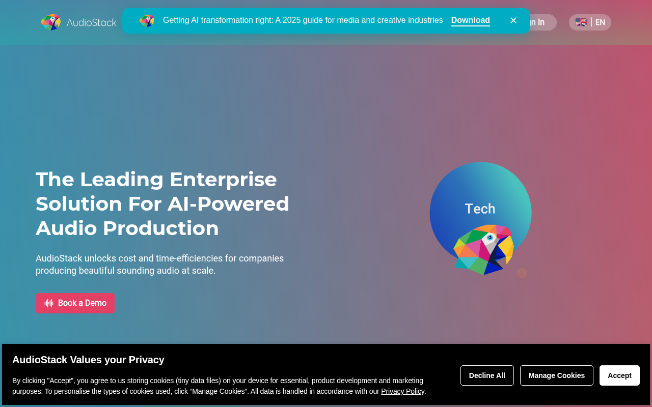 Screenshot of AudioStack: Revolutionizing Audio Production with AI