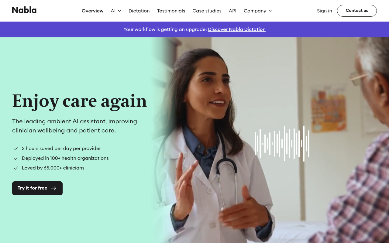 Screenshot of Nabla AI: Revolutionizing Healthcare with Ambient AI