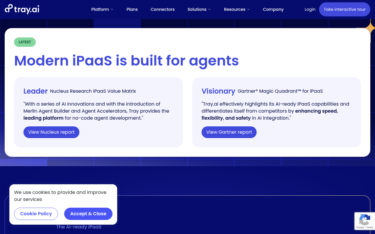 Screenshot of Tray.io: Supercharge Your Business with AI-Powered Automation