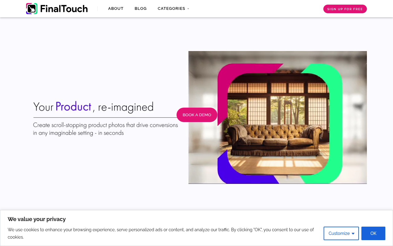 Screenshot of Final Touch AI: Transform Product Photos with AI Magic