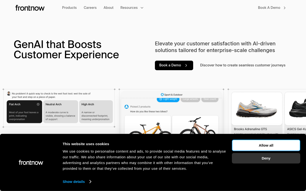 Screenshot of Frontnow: AI for Personalized Customer Journeys