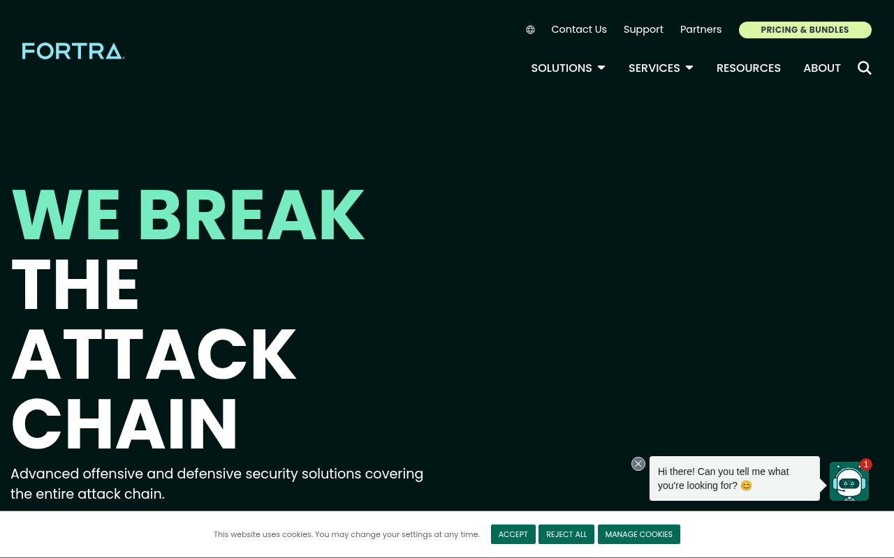 Screenshot of Fortra: Comprehensive Cybersecurity Solutions for a Safer Digital World