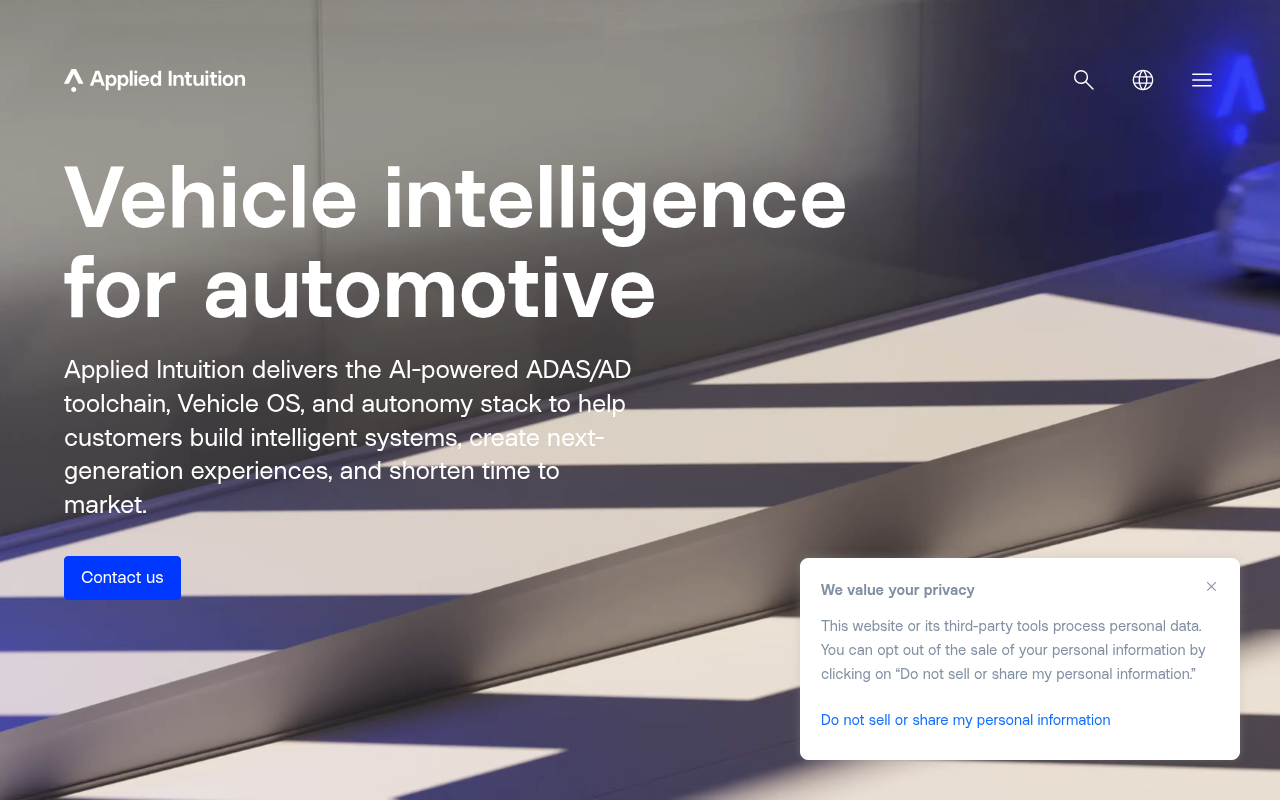Screenshot of Applied Intuition: Accelerating Autonomous Vehicle Development