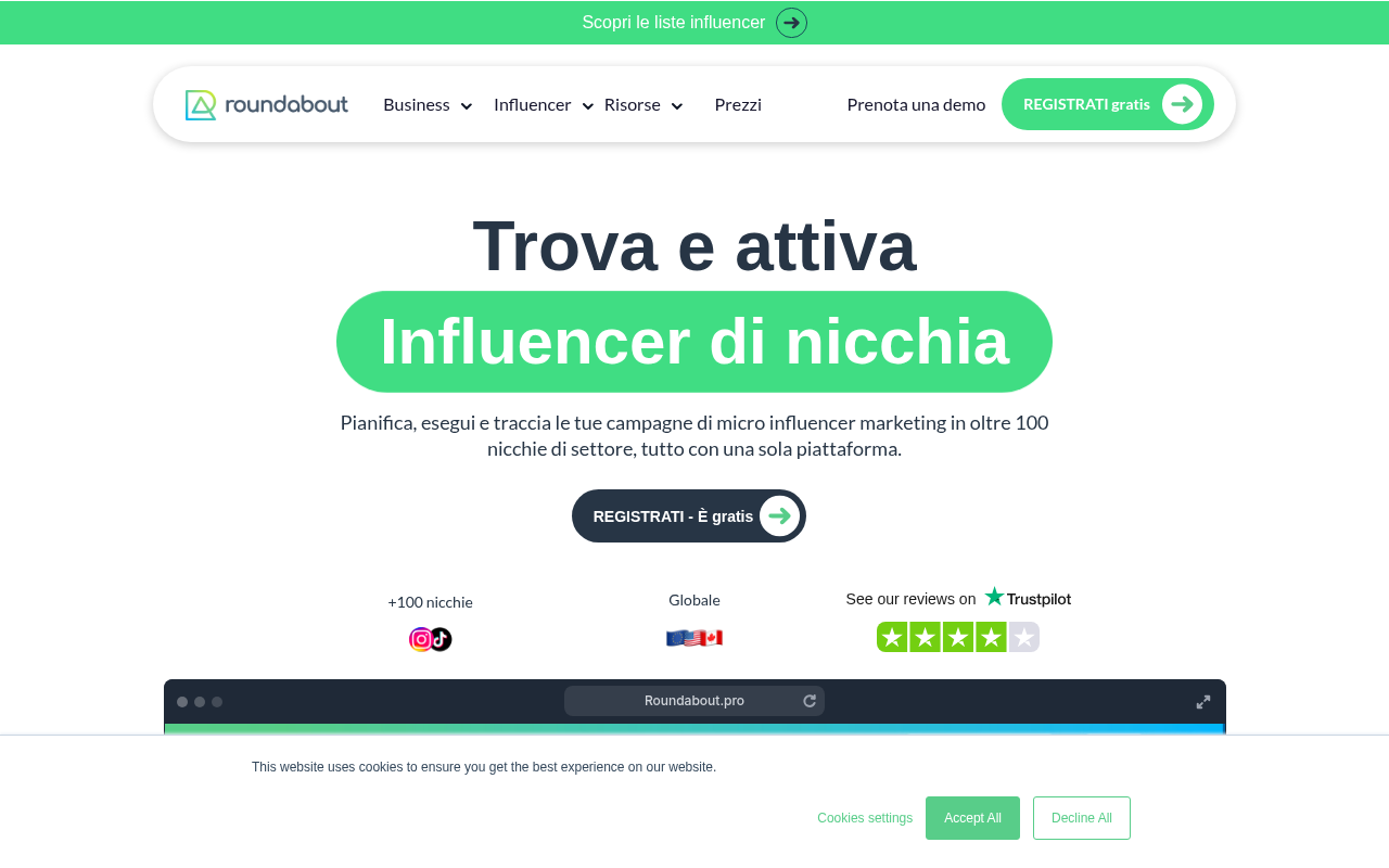 Screenshot of Roundabout Review: AI-Powered Micro-Influencer Marketing