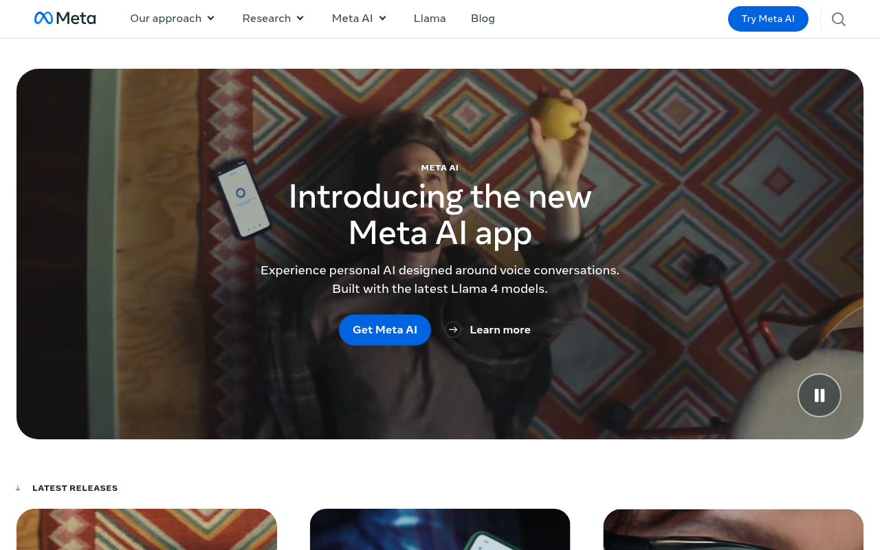Screenshot of Meta AI: Exploring the Future of Artificial Intelligence