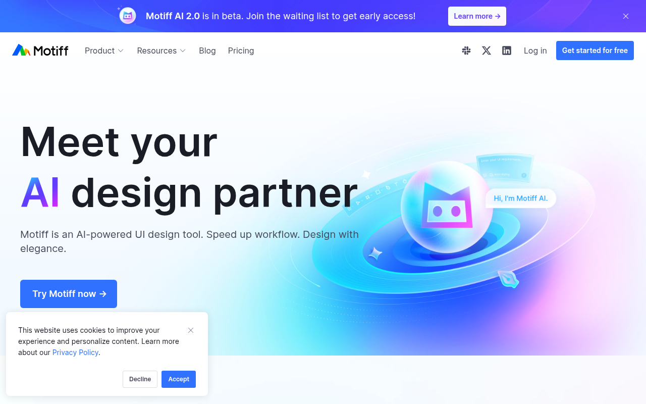 Screenshot of Motiff AI: Revolutionizing UI/UX Design with AI