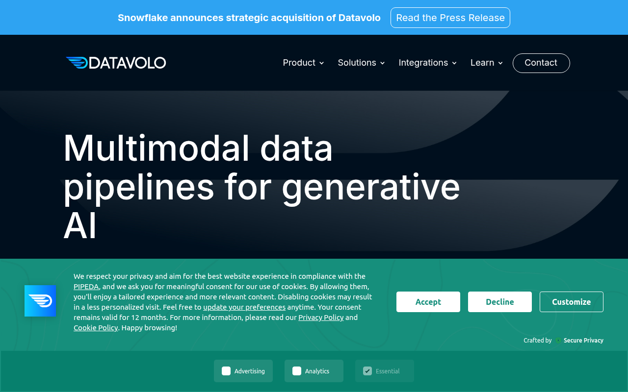 Screenshot of Datavolo: Streamlining Multimodal Data for Generative AI