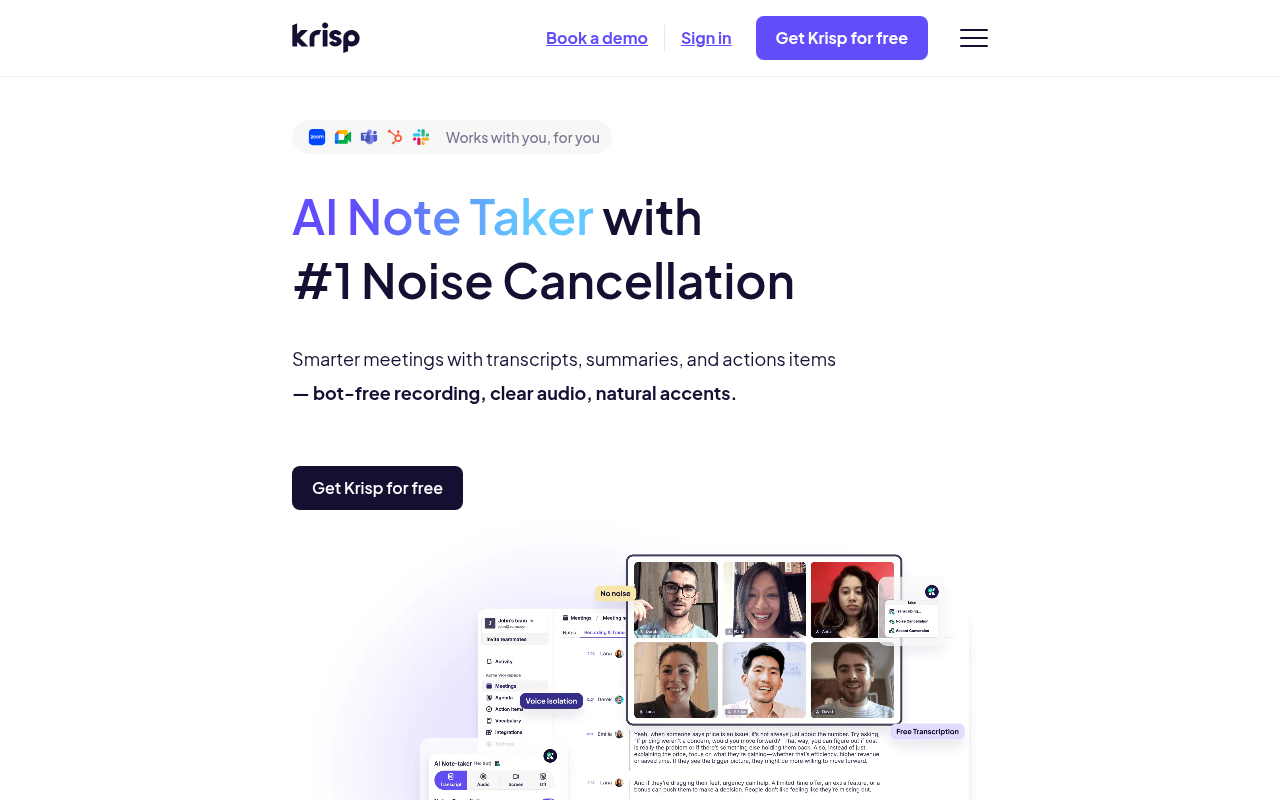Screenshot of Krisp AI Review: Noise Cancellation & Meeting Productivity Powerhouse