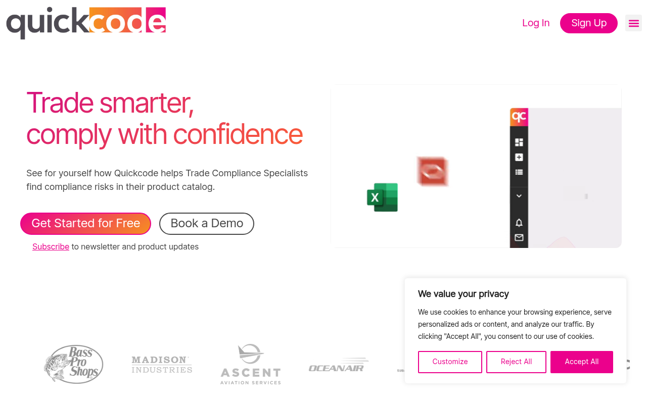 Screenshot of Quickcode AI: Your Fast Track to Trade Compliance