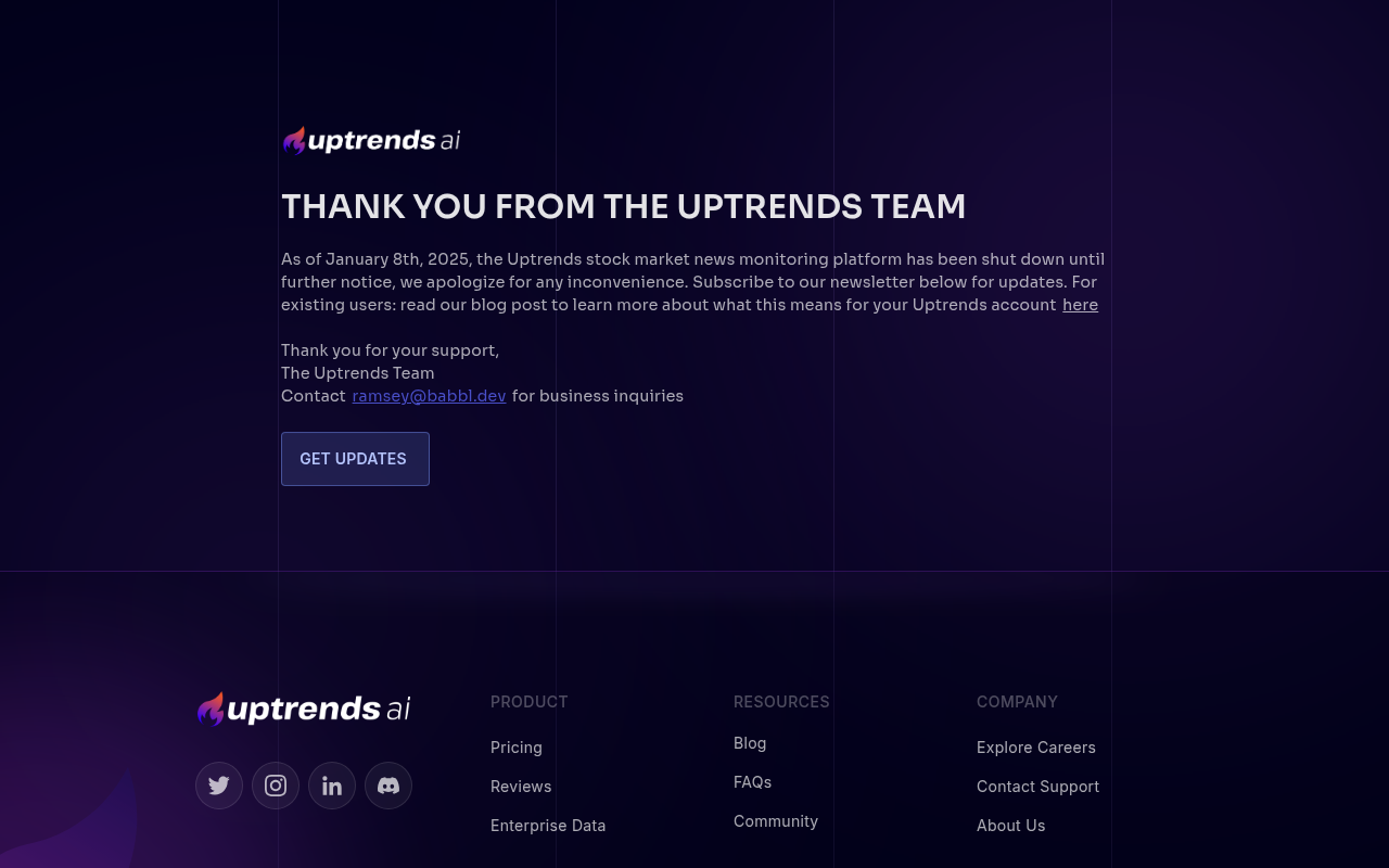 Screenshot of Uptrends AI: Smart Trend Analysis for Data-Driven Decisions